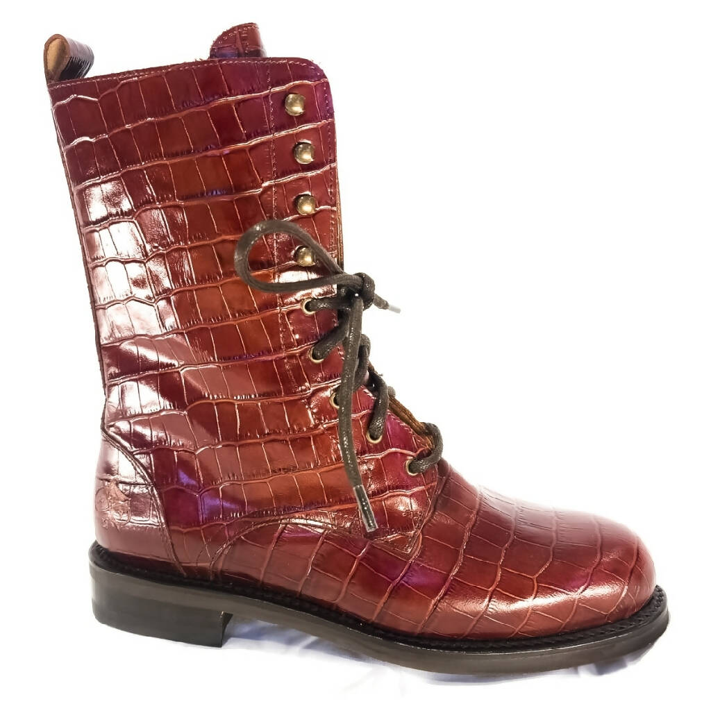 Sparrowhawk - Ladies Country Boot in Mock Croc Leather.