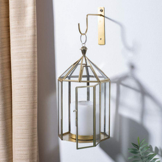 Hanging Glass Candle Lantern - Gold & Silver