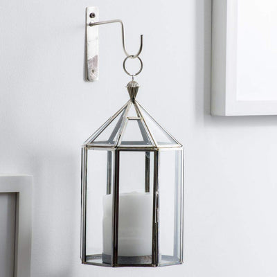 Hanging Glass Candle Lantern - Gold & Silver