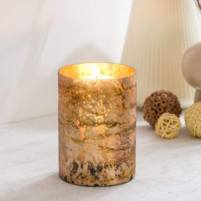 Golden Glow Cylinder Candle Holder