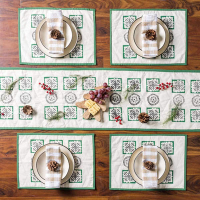 Green Table Runner & Placemats Set