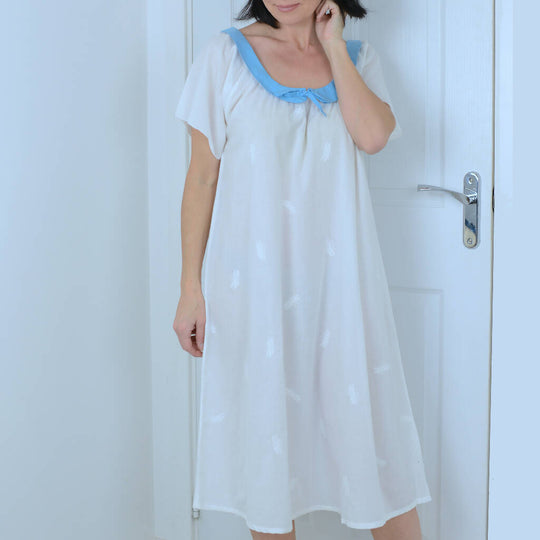 White Cotton Nightdress with Peter Pan Collar