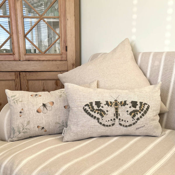 Linen Magpie Moth Cushion