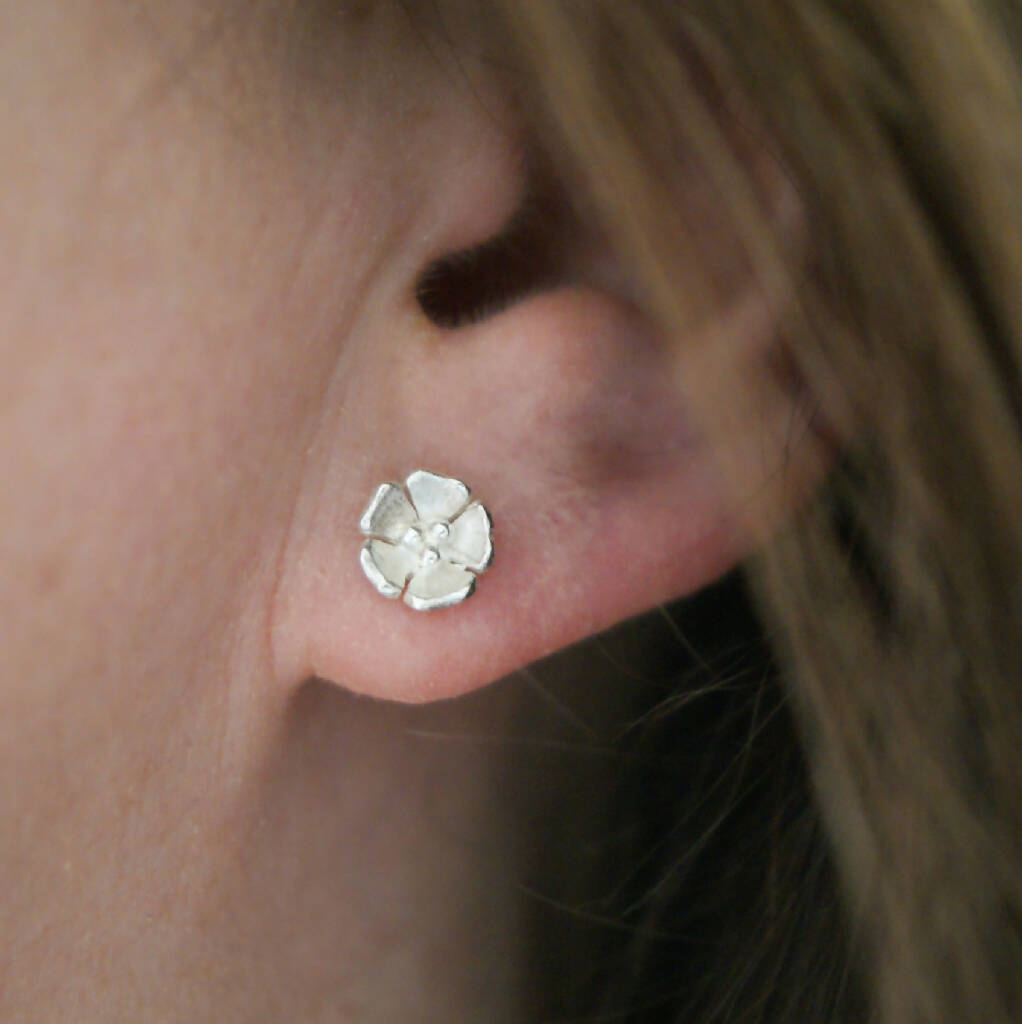 Sterling Silver Blossom Flower Earrings