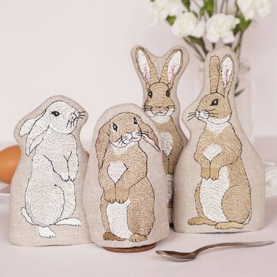 Embroidered Rabbit Egg Cosies by Kate Sproston Design