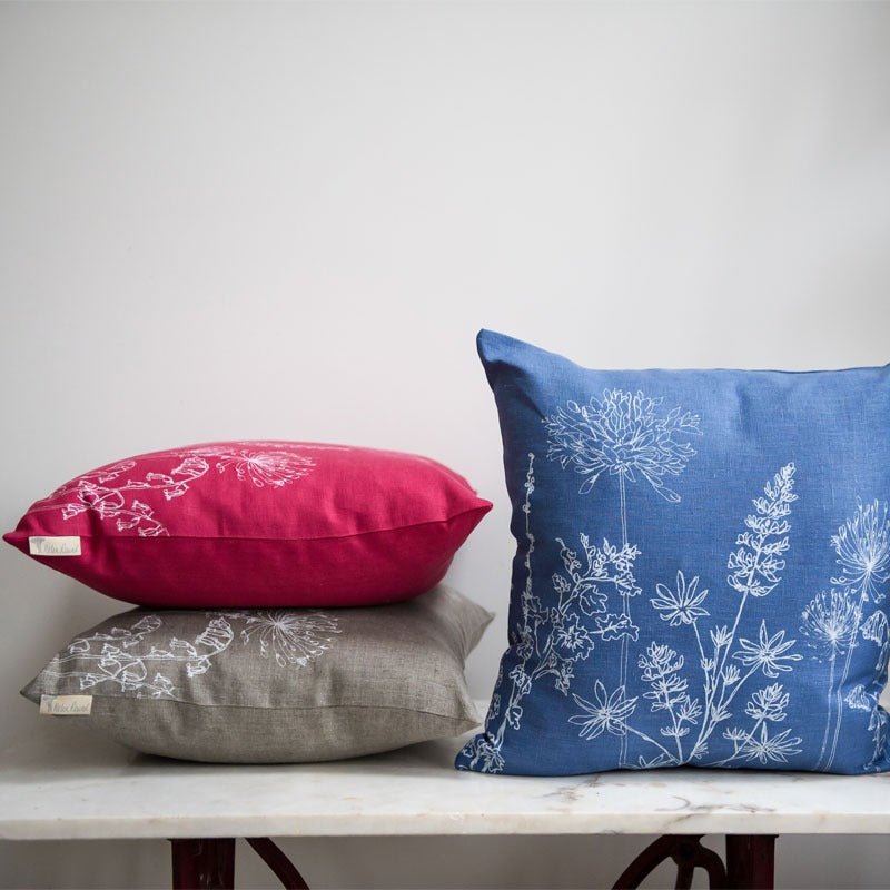 Floral Cushion in Pure Linen