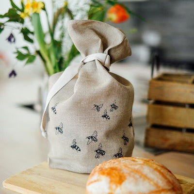 Bee Bread Bag Hand Printed In Pure Linen
