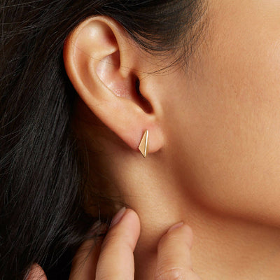 Kite Shape Stud Earrings in Solid 9ct Gold