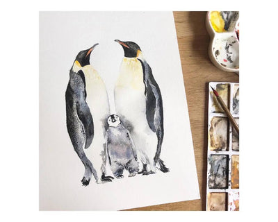 Penguin Chick Watercolour Card