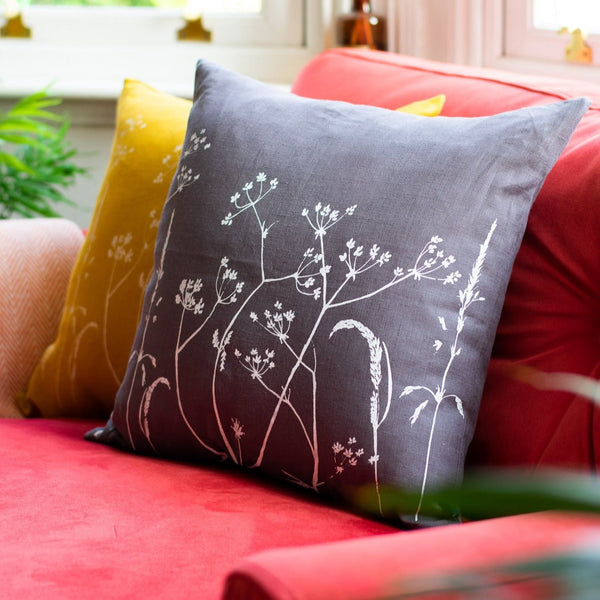 Floral Linen Cushion with the Hedgerow Design