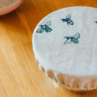 Bee Reusable Linen Bowl Covers Set