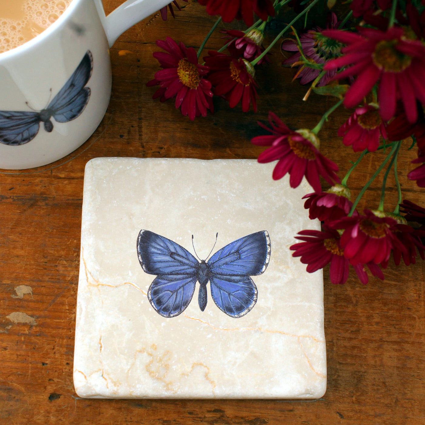 Marble Coasters in Holly Blue