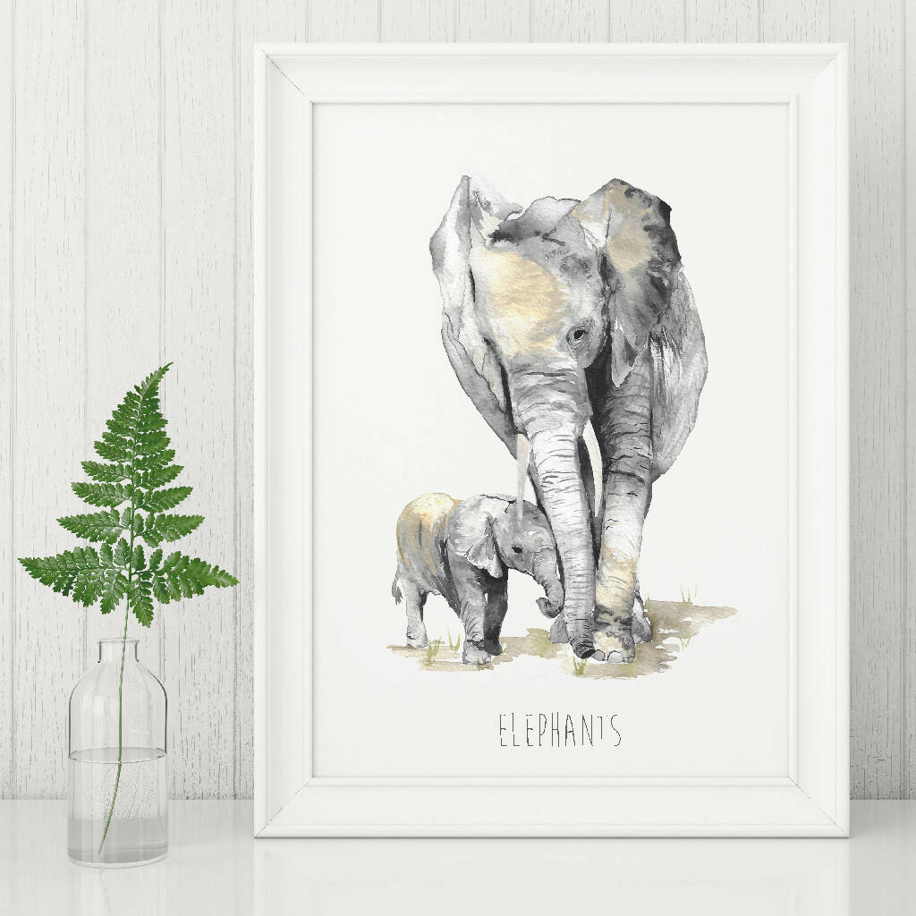 Elephants Watercolour Art Print