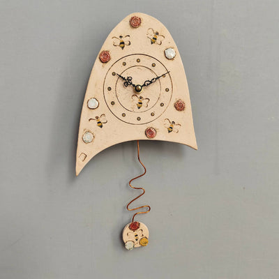 Bumblebees and Daisies Wall Clock with Pendulum
