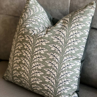 Leafy Sage Green Velvet-Backed Cushion