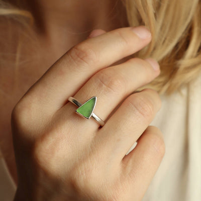 Ella Sea Glass Ring in Green