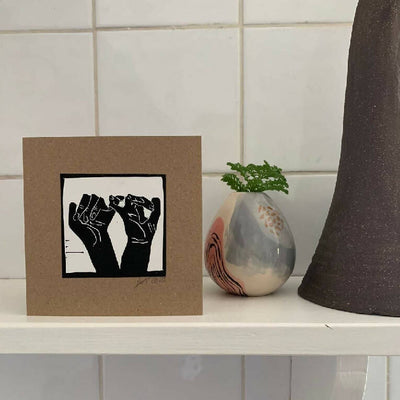 Bouclé 'Interlinked Hands' Hand-Printed Card