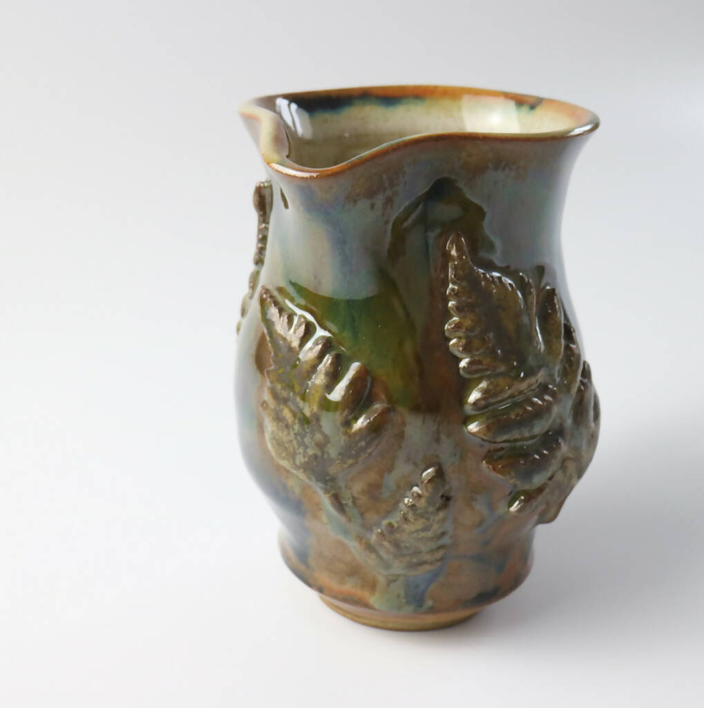 Stoneware Clay Jug with Botanical Detail