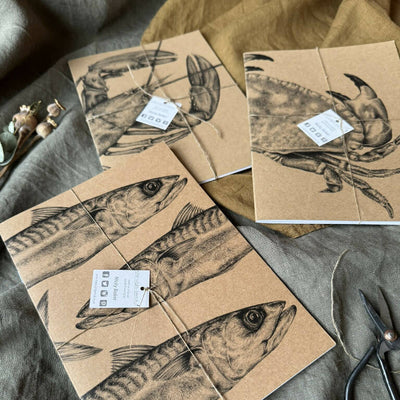 Selection of Three Kraft Notebooks - Crab, Mackerel and Lobster