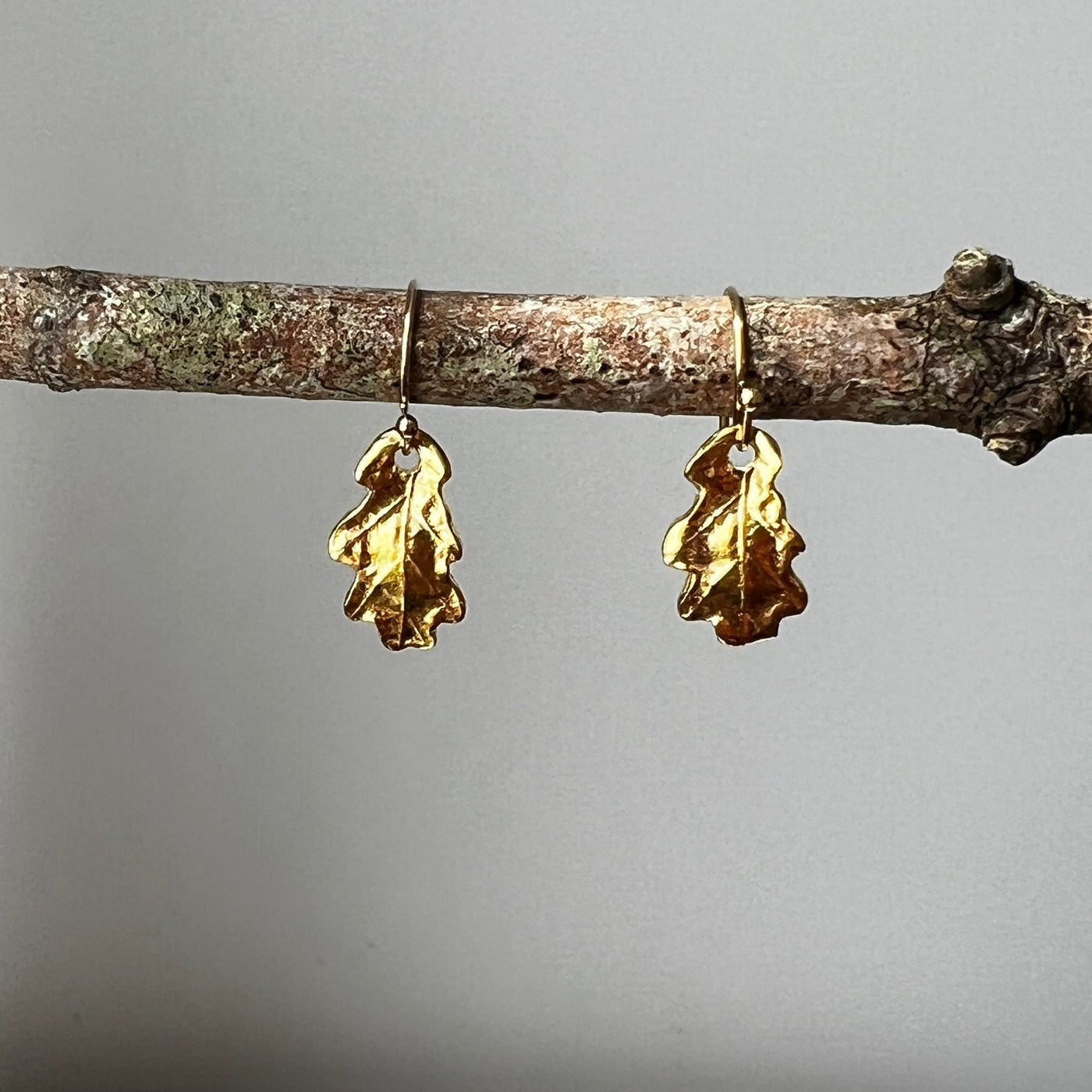 Gold Baby Oak Leaf Earrings