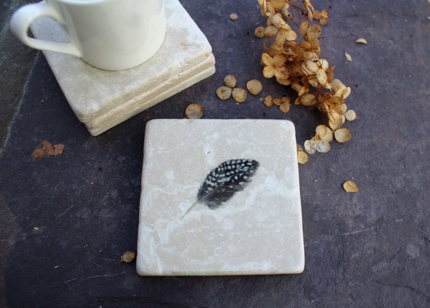 Marble Coasters in Large Feather
