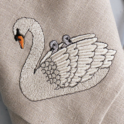 Embroidered Set of Two Swan Napkins