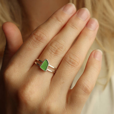 Anwen Sea Glass Ring in Green