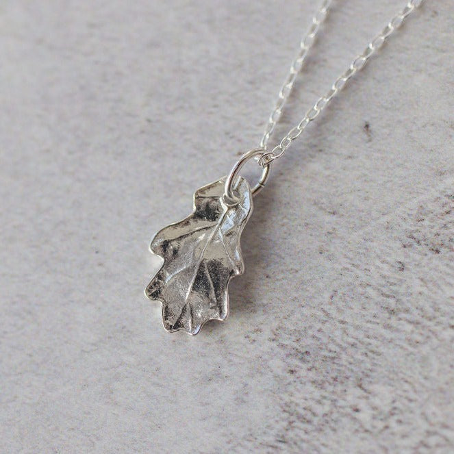Silver Baby Oak Leaf Necklace