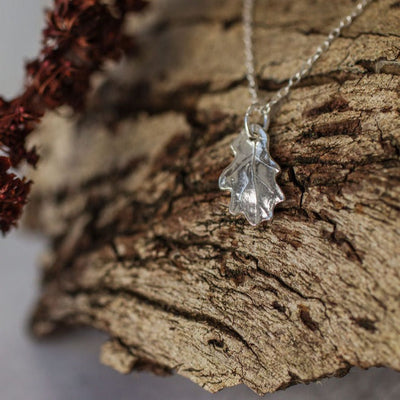 Silver Baby Oak Leaf Necklace