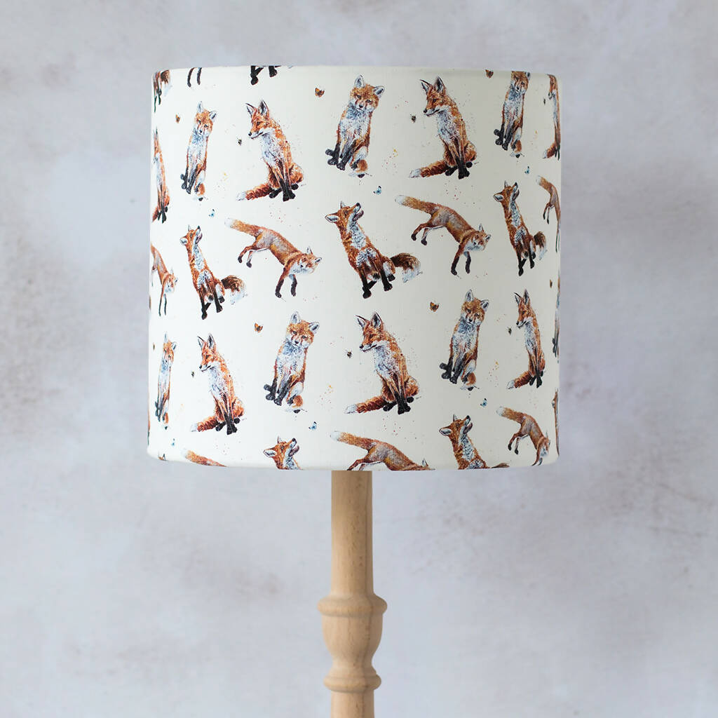Foxes Canvas Lampshade in Cream