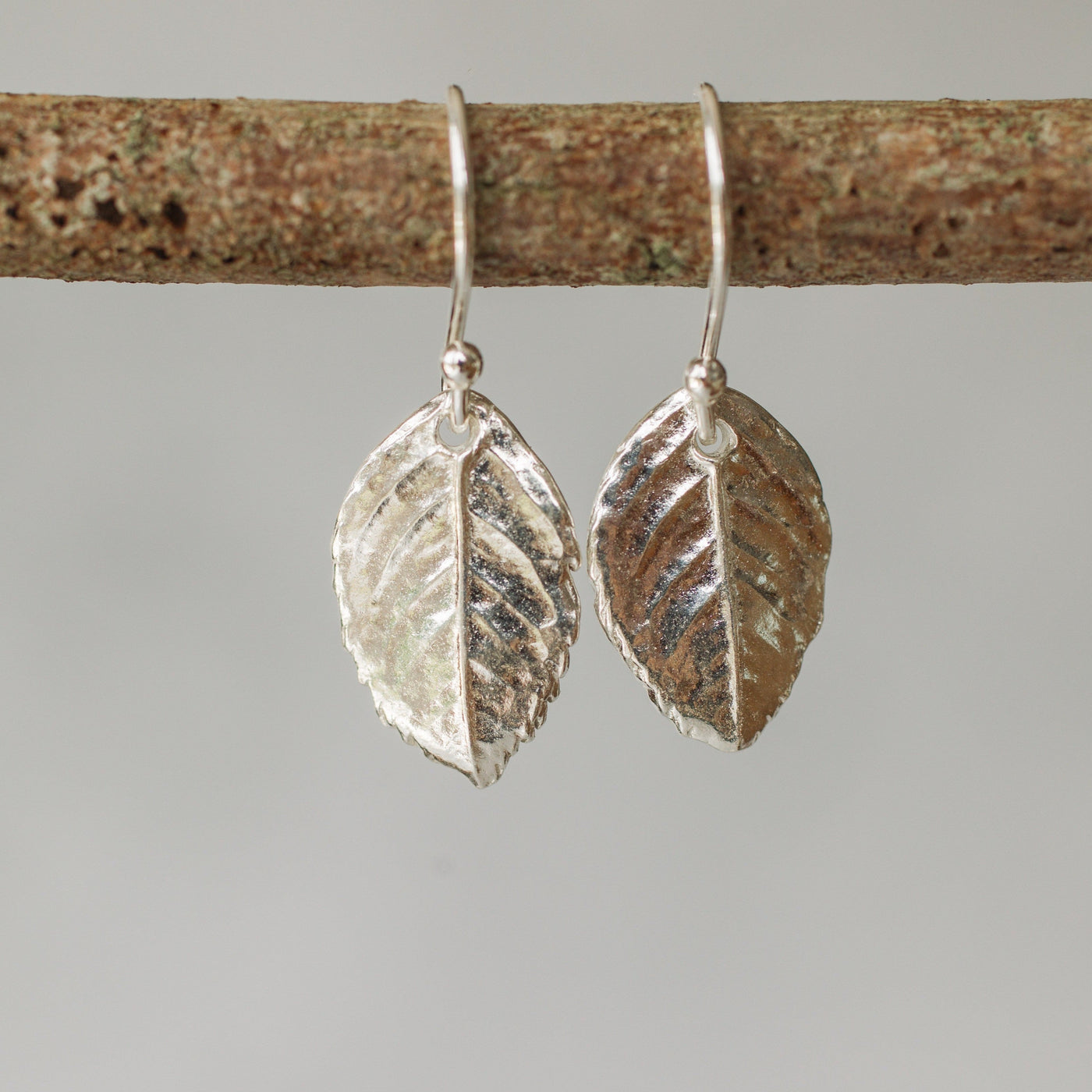 Silver Rose Leaf Earrings