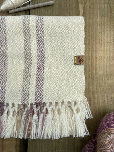 Clover Fields Herringbone Stripe British Wool Small Scarf