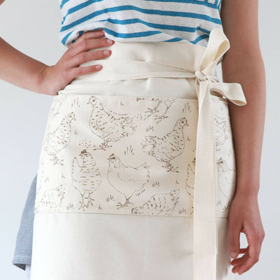 Natural Organic Half Wrap Around Pocket Hen Apron