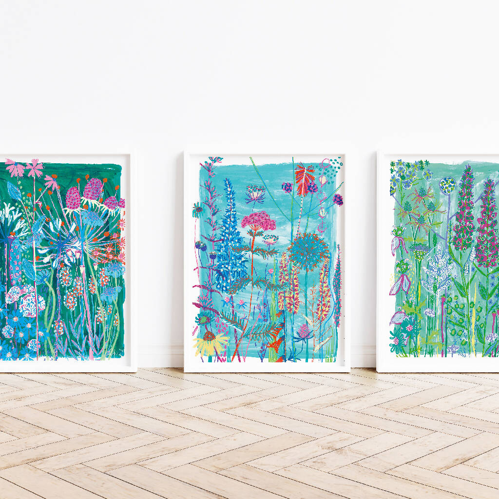 Wildflower Print Trio in Blue