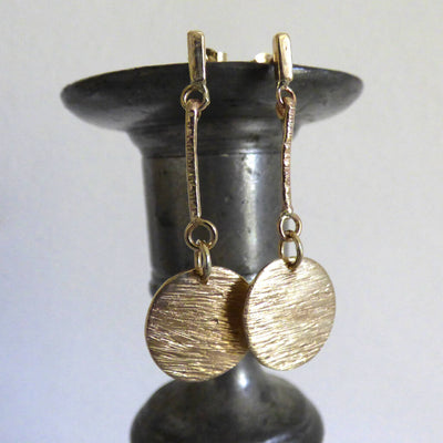 Gwels Ha Gwyns Drop Disk Earrings in 9ct and 18ct Ethical Gold