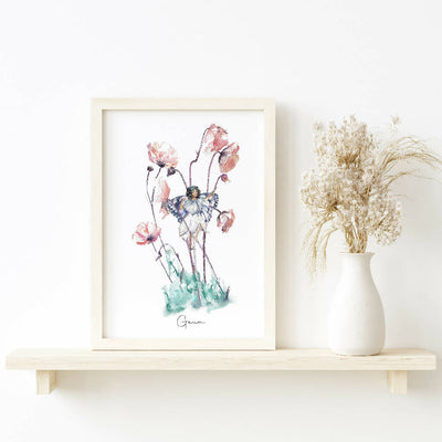 Geum Flower Fairy Watercolour Art Print