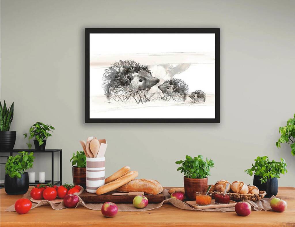 Limited Edition Canvas Print of the Spike Family of Hedgehogs