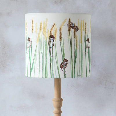 Mice and Wheat Canvas Lampshade in Cream