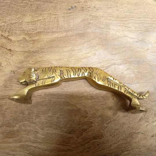 Antique Brass Door Pull - Jaguar Design