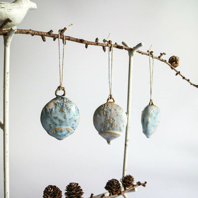 Ceramic Hanging Bauble in Snowflake Design