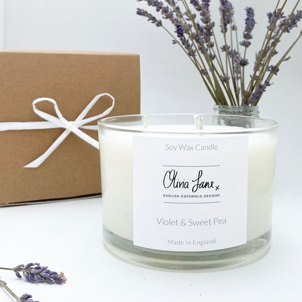 3 Wick Jumbo Candle - Violet and Sweet Pea