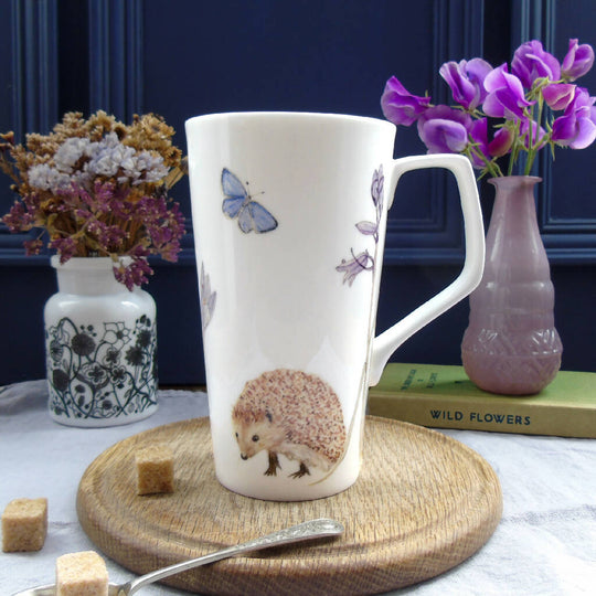Hedgehog and Bluebell Bone China Tall Mug