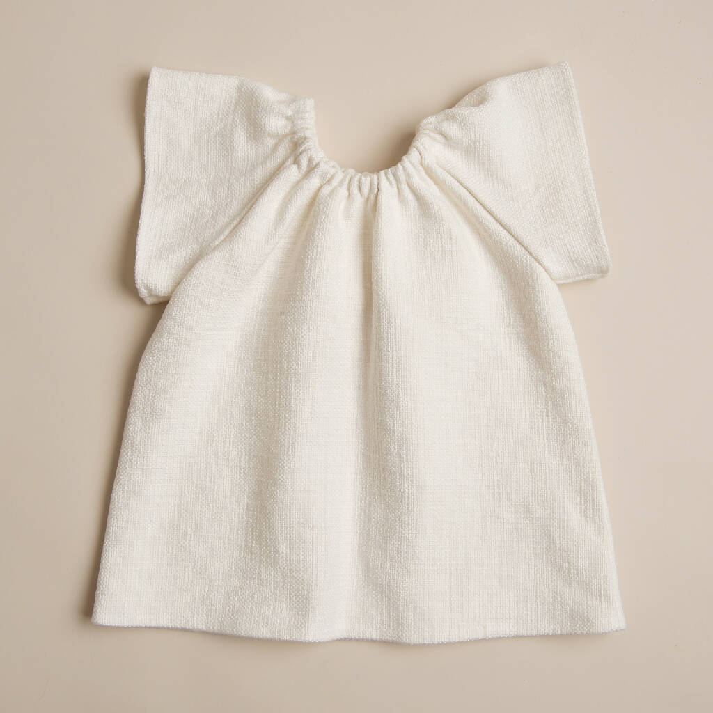 Ruffle Linen Top with Pink Ribbon