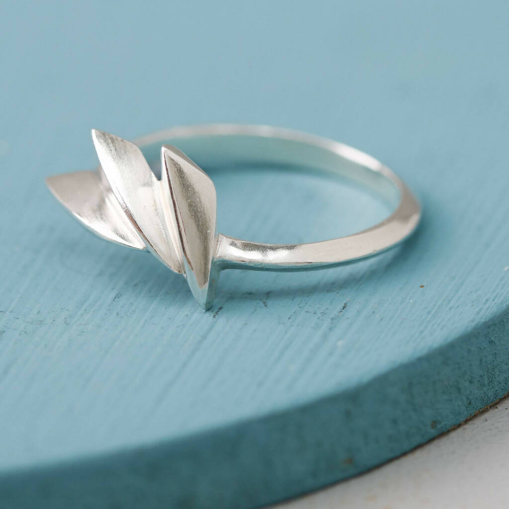 Geometric Fan Statement Ring in Solid Sterling Silver