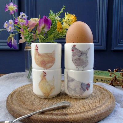 Chickens and Forget me nots Bone China Eggcups