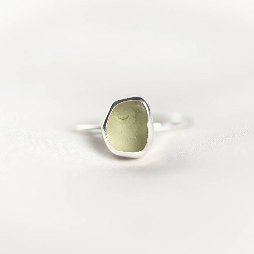 Olive Sea Glass Ring in Green