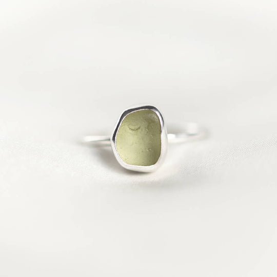 Olive Sea Glass Ring in Green