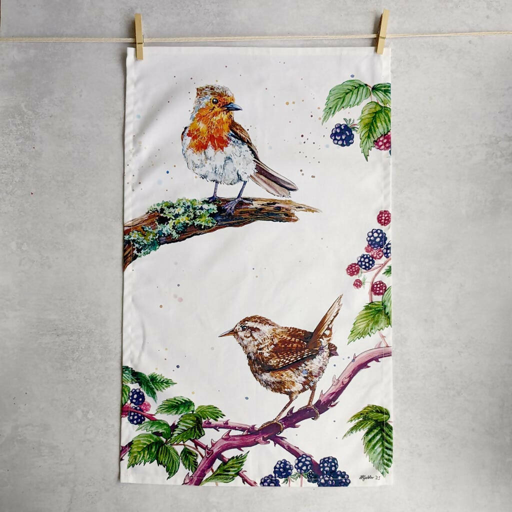 Garden Birds Cotton Tea Towel