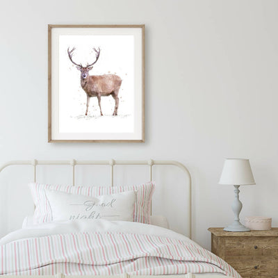 'Rupert' Watercolour Red Deer stag Print