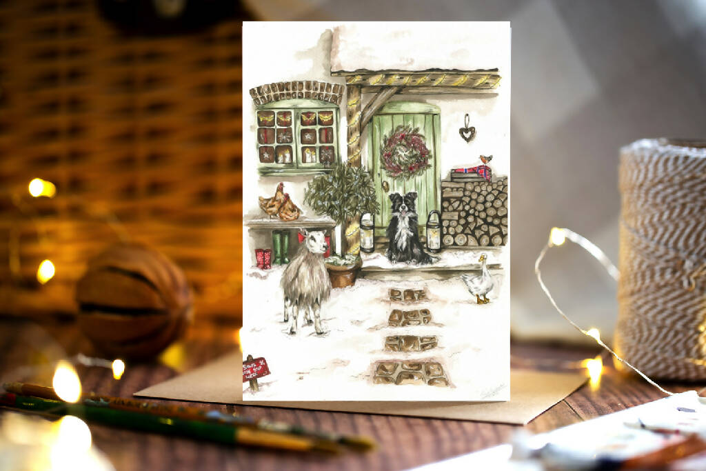 Christmas Cottage 'Home Sweet Home' Christmas Card